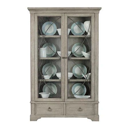 Display Curio with 3 Shelves and Metal Grille